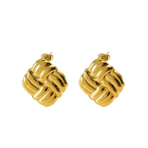 Pendientes de Acero Inoxidable, acero inoxidable 304, 18K chapado en oro, Joyería & para mujer, dorado, 21x21mm, Vendido por Par