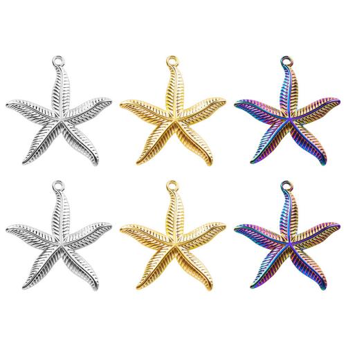 Pendants Jewelry Cruach dhosmálta, 304 Cruach dhosmálta, Starfish, jewelry faisin & DIY, dathanna níos mó le haghaidh rogha, 28x29mm, Díolta De réir PC