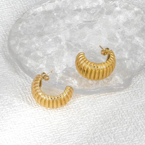 Roestvrij staal Stud Earrings, 304 roestvrij staal, mode sieraden & voor vrouw, gouden, 29mm, Verkocht door pair