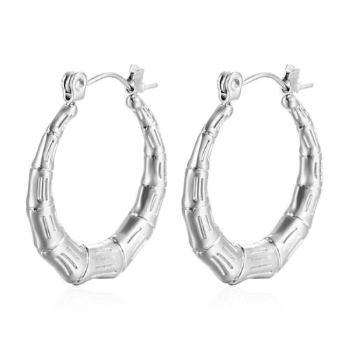 Acier inoxydable Levier Retour Earring, Acier inoxydable 304, bambou, bijoux de mode & pour femme, plus de couleurs à choisir, 23.50x25mm, Vendu par paire