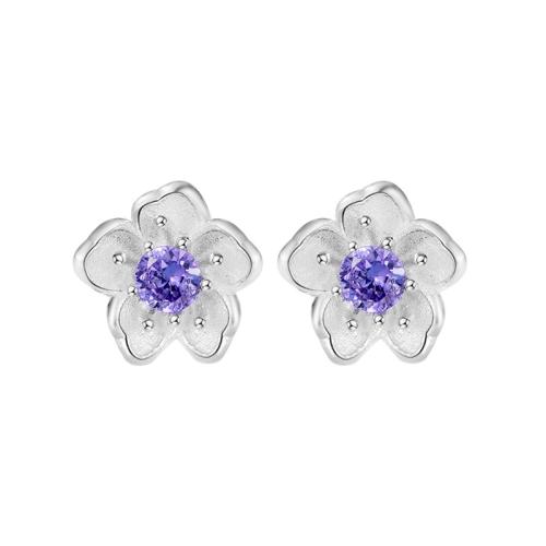 Cubic Zirconia micro pavimenta Sterling Silver Earring, 925 argento sterlina, Petali, Micro spianare cubic zirconia & per la donna, nessuno, 10x10mm, Venduto da coppia