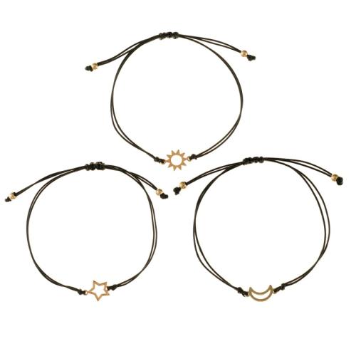 Casal pulseira e bracelete, liga de zinco, with Fio de cera, feito à mão, três peças & unissex, Mais cores pare escolha, comprimento Aprox 16-30 cm, vendido por Defina