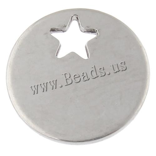 Stainless Steel Tag, Flad Rund, håndlavet poleret, laseren mønster & Tilpasset, oprindelige farve, 13x13x1mm, Hole:Ca. 2x2mm, 50pc'er/Bag, Solgt af Bag