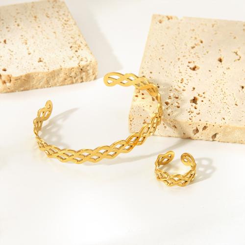 Roestvrij staal sieraden sets, 304 roestvrij staal, 18K verguld, mode sieraden & voor vrouw & hol, gouden, Verkocht door PC