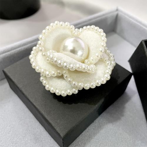 Fashion Broche Sieraden, Doek, met Plastic Pearl & Zinc Alloy, handgemaakt, Vintage & voor vrouw, meer kleuren voor de keuze, 55mm, Verkocht door PC