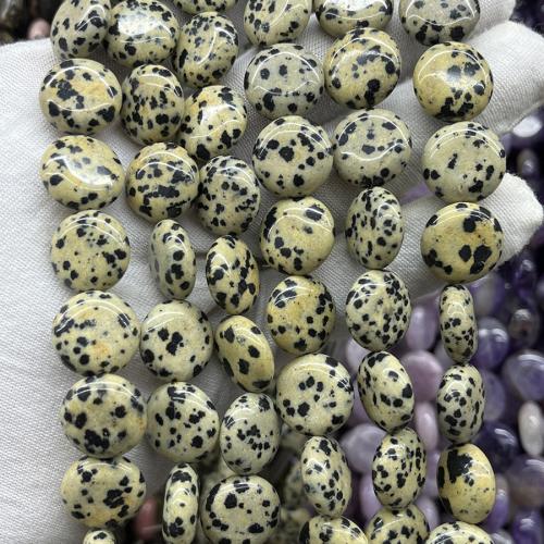 Perles dalmatiens, Dalmate, Plat rond, bijoux de mode & DIY, couleurs mélangées, 15mm, Vendu par Environ 38 cm brin