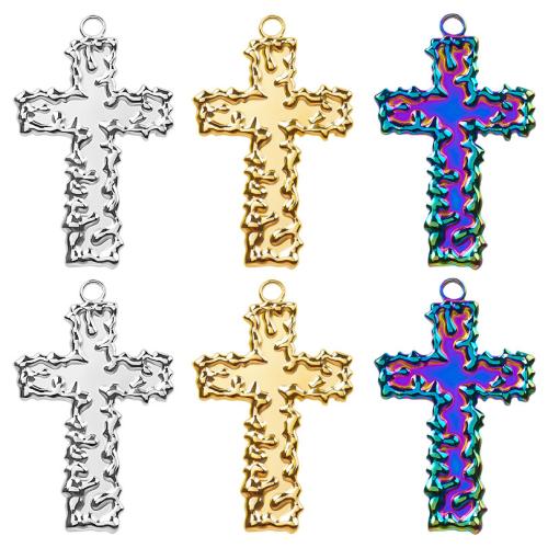 Pendants Cruach Cross dhosmálta, 304 Cruach dhosmálta, jewelry faisin & DIY, dathanna níos mó le haghaidh rogha, 23x38mm, Díolta De réir PC