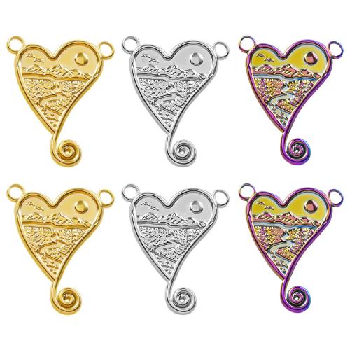 Acier inoxydable Coeur Pendentifs, Acier inoxydable 304, bijoux de mode & DIY & double trou, plus de couleurs à choisir, 21x25mm, Vendu par PC