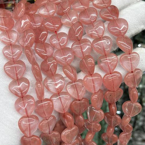 Natuurlijke Rose Quartz parels, Cherry Quartz, Hart, mode sieraden & DIY, cherry kwarts, 13mm, Per verkocht Ca 38 cm Strand