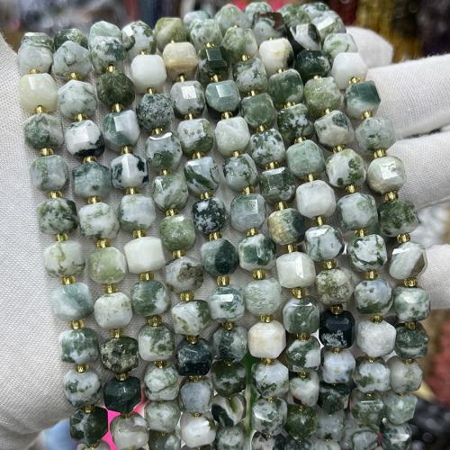 Tree Agate Χάντρες, Πλατεία, κοσμήματα μόδας & DIY & διαφορετικό μέγεθος για την επιλογή & πολύπλευρη, μικτά χρώματα, Sold Per Περίπου 38 cm Strand