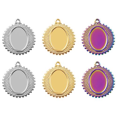 Pendentif en acier inoxydable Cadre, Acier inoxydable 304, Plat rond, bijoux de mode & DIY, plus de couleurs à choisir, 20x23mm, Vendu par PC