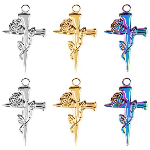 Stainless Steel Cross Pendants 304 Stainless Steel Vacuum Ion Plating fashion jewelry & DIY Sold By PC