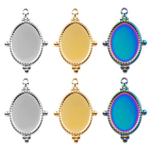 Pendentif en acier inoxydable Cadre, Acier inoxydable 304, ovale plat, bijoux de mode & DIY, plus de couleurs à choisir, 16x24mm, Vendu par PC