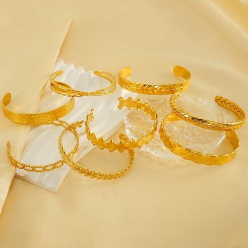 Rozsdamentes acél bangle, 304 rozsdamentes acél, 18K aranyozott, divat ékszerek & különböző stílusokat a választás & a nő, aranysárga, Által értékesített PC