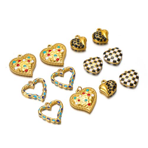 Stainless Steel Heart Pendants 304 Stainless Steel DIY & enamel golden Sold By Bag