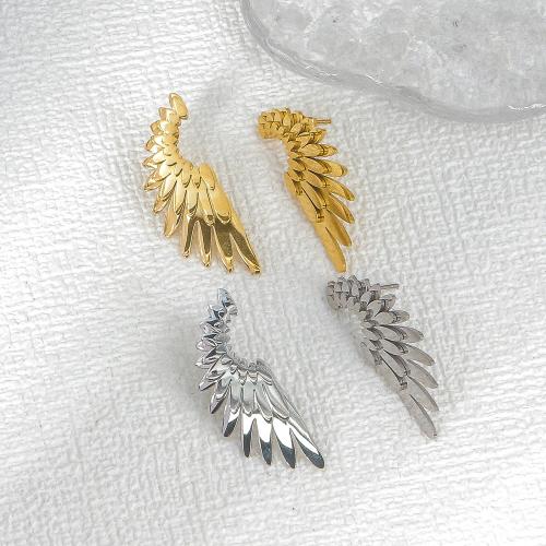 Roestvrij staal Stud Earrings, 304 roestvrij staal, Vleugelvorm, mode sieraden & voor vrouw, meer kleuren voor de keuze, 40x15mm, Verkocht door pair