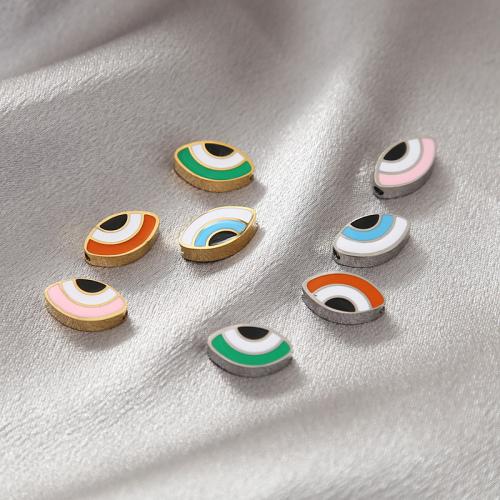 Granos de la joyería de moda mal de ojo, acero inoxidable 304, Bricolaje & esmalte, más colores para la opción, 13x8mm, Vendido por UD