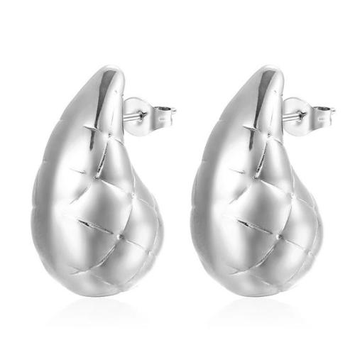 Stainless Steel Stud Earrings 304 Stainless Steel Teardrop Vacuum Ion Plating fashion jewelry & for woman Sold By Pair