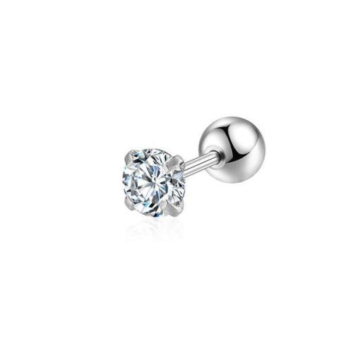 Roestvrij staal Stud Earrings, 304 roestvrij staal, met Cubic Zirconia, mode sieraden & voor vrouw, meer kleuren voor de keuze, 4.50x13mm, Verkocht door PC