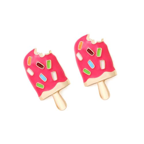 Zinklegering oorknoppen, Zinc Alloy, Ice Cream, plated, mode sieraden & glazuur, multi-gekleurde, nikkel, lood en cadmium vrij, 24x45mm, Verkocht door pair