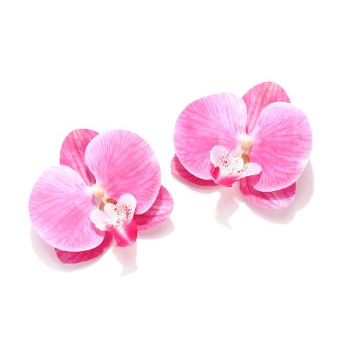 Bijoux boucles d'oreilles, plastique, avec Polyester, fleur, bijoux de mode, plus de couleurs à choisir, 95x90mm, Vendu par paire