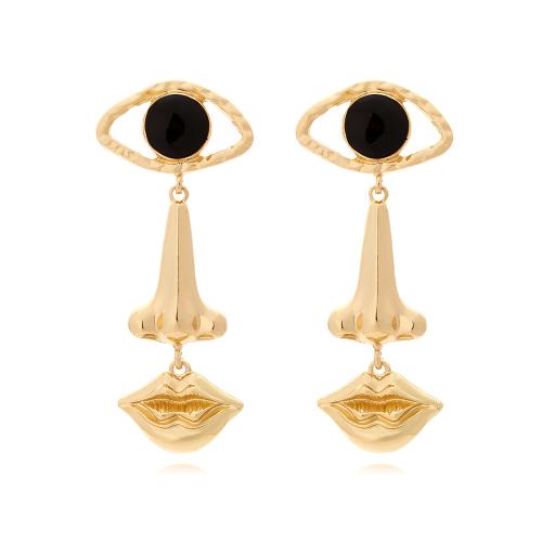 Zinc Alloy Drop Earrings plated fashion jewelry & enamel golden nickel lead & cadmium free Sold By Pair