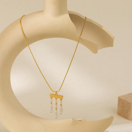 Collana di perle in plastica, lega in zinco, with perla in plastica, with 7cm extender chain, gioielli di moda & per la donna, oro, Lunghezza 40 cm, Venduto da PC