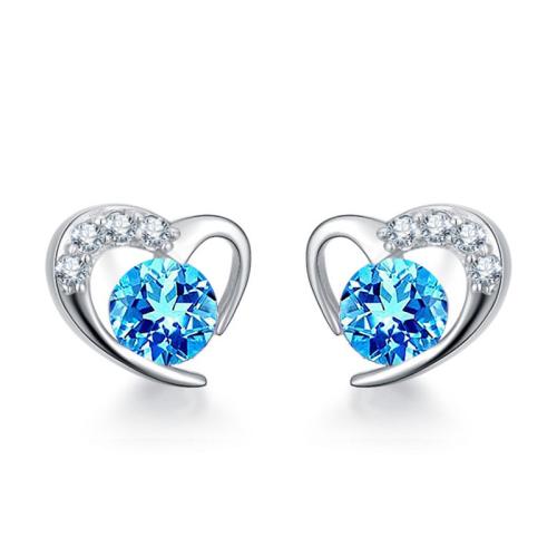 Cubic Zirconia micro pavimenta Sterling Silver Earring, 925 argento sterlina, Cuore, Micro spianare cubic zirconia & per la donna, nessuno, 9x8mm, Venduto da coppia