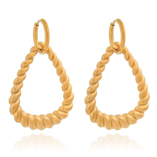 Huggie hoepel Drop Earrings, 316 Roestvrij staal, plated, voor vrouw, gouden, Verkocht door pair