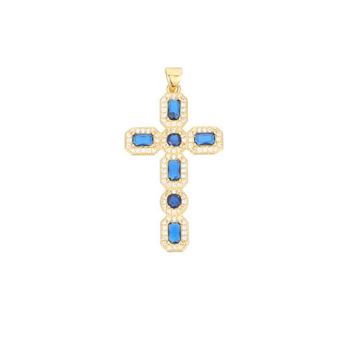 Cubic Zirconia Micro Pave Brass Pendant Cross plated DIY & micro pave cubic zirconia Sold By PC