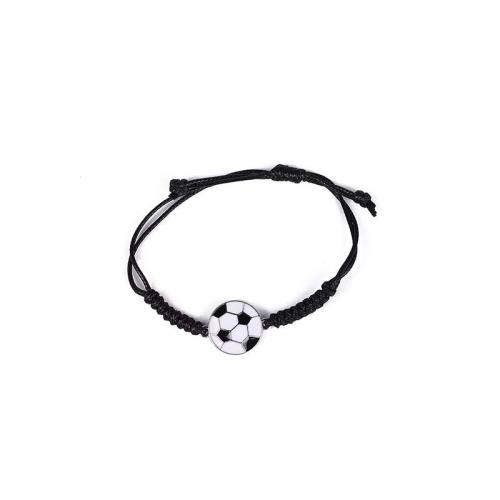 Moda criar pulseiras de fio de cera, liga de zinco, with Fio de cera, feito à mão, unissex & esmalte, branco e preto, comprimento 16 cm, vendido por PC