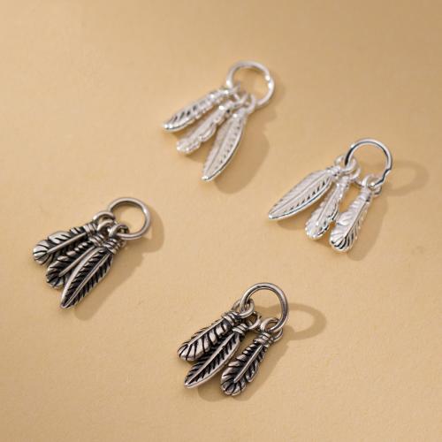 925 Sterling Silver Pendant Feather DIY Sold By PC