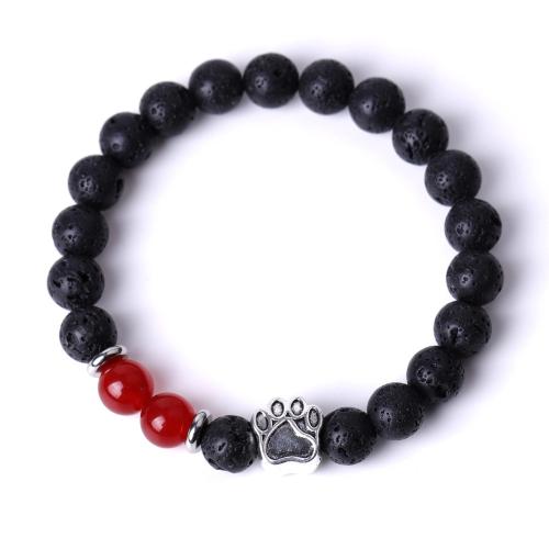 Gemstone Náramky, Přírodní kámen, s 304 Stainless Steel & Zinek, Kolo, barva stříbrná á, módní šperky & různé materiály pro výběr & unisex, více barev na výběr, 8mm, Délka Cca 18.5-19 cm, Prodáno By PC