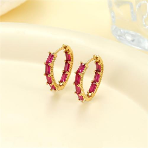 Cubic Zirconia Micro Pave Brass Earring fashion jewelry & micro pave cubic zirconia & for woman Sold By Pair