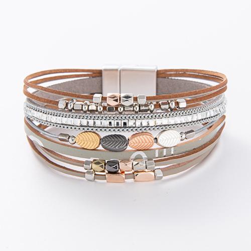 Bracelets cordon PU, cuir PU, avec Aimant, bijoux de mode & multicouche & unisexe, plus de couleurs à choisir, 50mm, Longueur Environ 23 cm, Vendu par PC