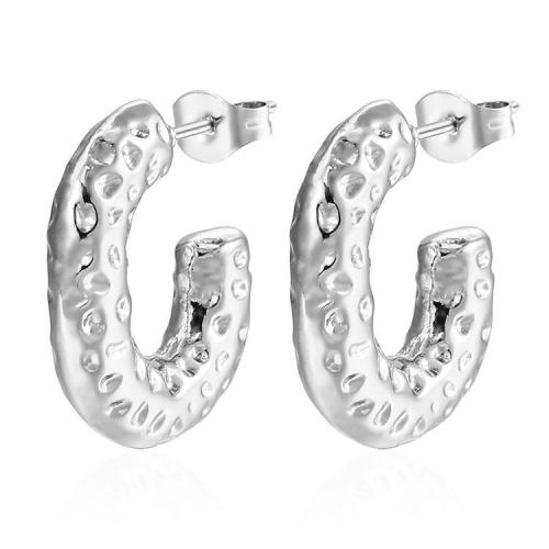 Orecchini in acciaio inossidabile, 304 acciaio inox, Lettera C, gioielli di moda & per la donna, nessuno, 17x21mm, Venduto da coppia