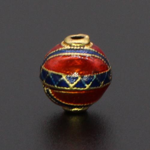 Brass Jewelry Beads gold color plated DIY & enamel mixed colors nickel lead & cadmium free Sold By PC