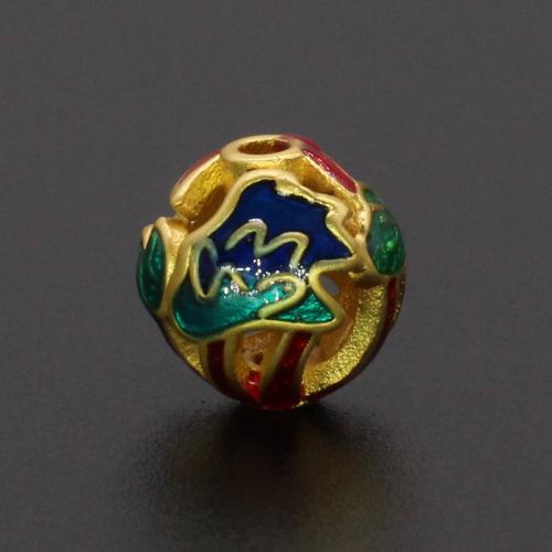 Brass Jewelry Beads gold color plated DIY & enamel mixed colors nickel lead & cadmium free Sold By PC