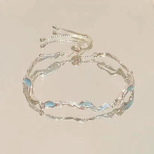 Zinklegering armbandkettingen, Zinc Alloy, met Cubic Zirconia, met 5CM extender keten, silver plated, verschillende stijlen voor de keuze & voor vrouw & glazuur, meer kleuren voor de keuze, nikkel, lood en cadmium vrij, Lengte 16 cm, Verkocht door PC