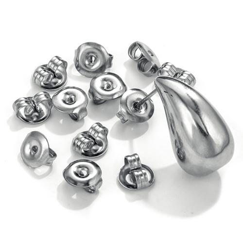 Stainless Steel Korva Nut Component, 304 Stainless Steel, hopea päällystetty, naiselle, 6mm, 100PC/laukku, Myymät laukku