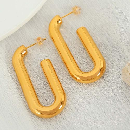 Titanium Steel  Earring plated fashion jewelry golden Sold By Pair