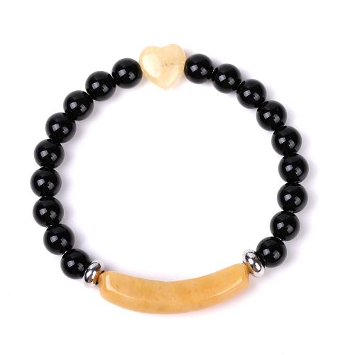 Edelsteen armbanden, met Lava & 304 roestvrij staal, mode sieraden & verschillende materialen voor de keuze, meer kleuren voor de keuze, 8mm, Lengte 18.5 cm, Verkocht door PC