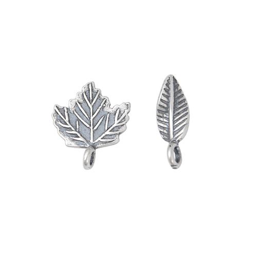 925 Sterling Silver Pendant Leaf DIY original color Sold By PC