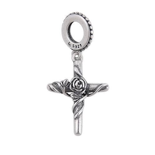 925 Sterling Silver hänge, Cross, DIY, ursprungliga färgen, 16.80x12.40mm, Säljs av PC