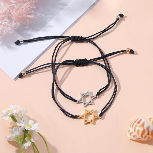 Moda crear pulseras de cordón de cera, acero inoxidable 304, con Cordón de cera, hecho a mano, 2 piezas & para mujer, más colores para la opción, longitud aproximado 16-28 cm, Vendido por Set