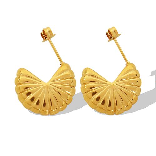 Tíotáiniam Cruach Earring, Cruach Tíotáiniam, plátáilte, jewelry faisin, órga, 18x14.50mm, Díolta De réir Péire