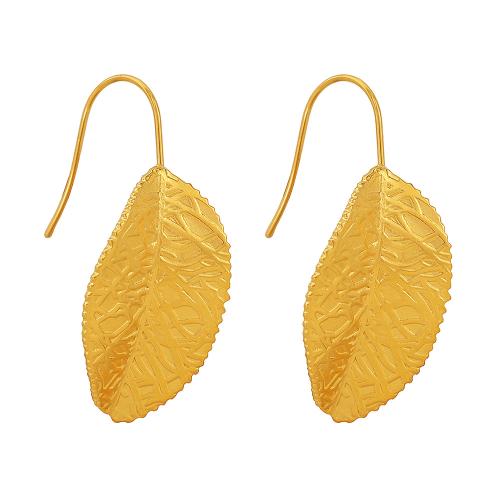 Tíotáiniam Cruach Earring, Cruach Tíotáiniam, Leaf, plátáilte, jewelry faisin, dathanna níos mó le haghaidh rogha, 17x37mm, Díolta De réir Péire