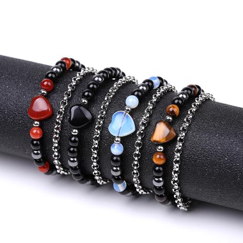 Gemstone Bracelets with Nylon Cord & 304 Stainless Steel fashion jewelry  Length 18.5 cm Sold By PC