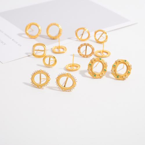 925 Sterling Silver Earring Post, 925 prata esterlina, DIY & Vario tipos a sua escolha & micro pavimento em zircônia cúbica, dourado, vendido por par