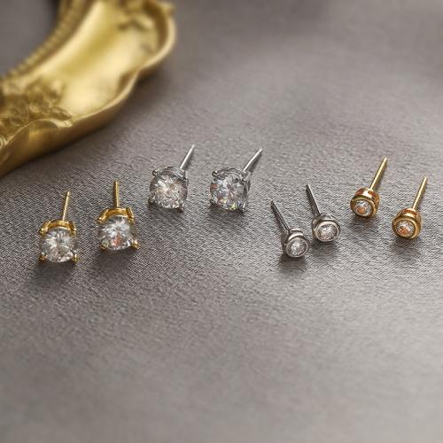 Cubic Zirconia micro pavimenta Sterling Silver Earring, 925 argento sterlina, stili diversi per la scelta & Micro spianare cubic zirconia & per la donna, nessuno, Venduto da coppia